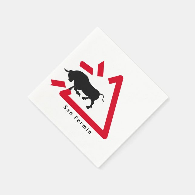 Warning sign for San Fermin bull run / encierro: Napkins (Corner)