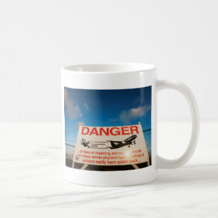 Warning sign near St. Maarten Airport, Coffee Mug