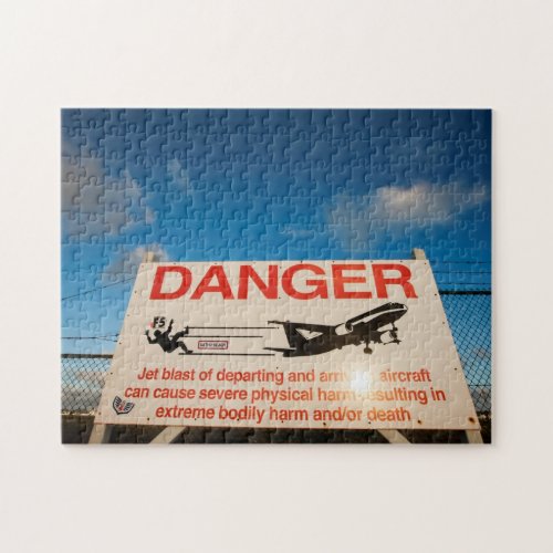 Warning sign near St Maarten Airport Jigsaw Puzzle