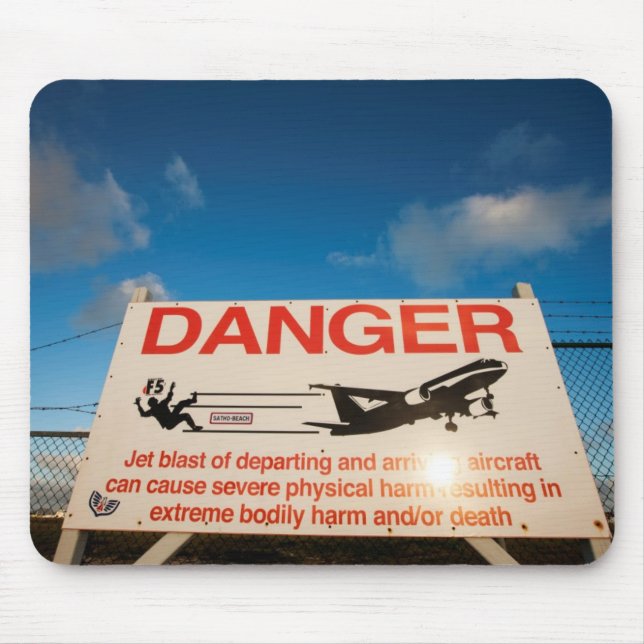 Warning sign near St. Maarten Airport, Mouse Pad (Front)