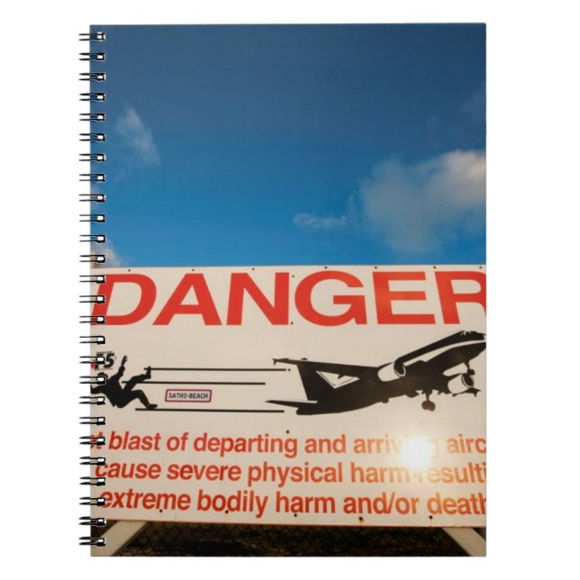 Warning sign near St. Maarten Airport, Notebook (Front)
