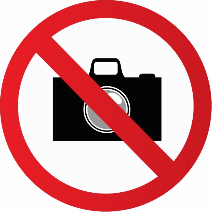 Warning sign no camera photo sculpture