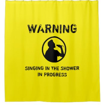 Warning Singing In The Shower Funny Curtain by datacats at Zazzle