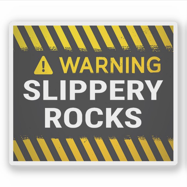 Warning Slippery Rocks Sticker (Front)