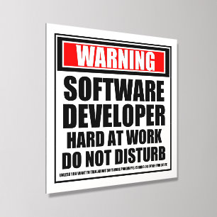 Warning Software Developer Hard At Work Acrylic Photo Tile