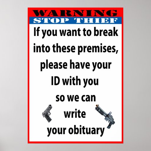 WARNING - STOP THIEF Poster/Sign Poster | Zazzle