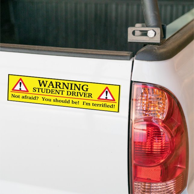 Warning Student Driver Bumper Sticker (On Truck)