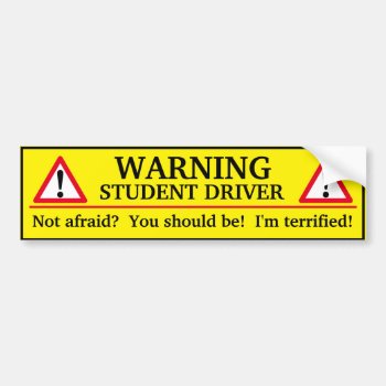 Warning Student Driver Bumper Sticker by Kathys_Gallery at Zazzle