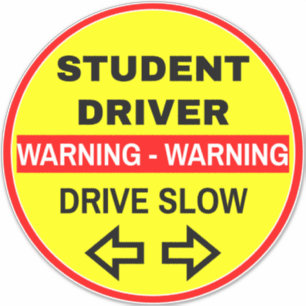 Warning Student Driver (Drive Slow) Yellow School Sticker
