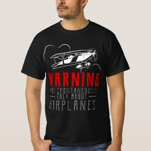 Warning Talk About Airplanes  Aviation Tee Mecha T_Shirt