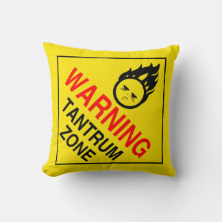 Warning Tantrum Zone Throw Pillow