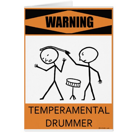Warning Temperamental Drummer Cards (Front)