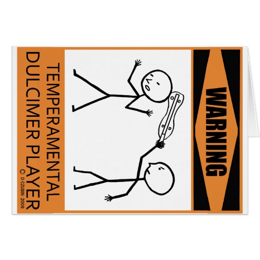 Warning Temperamental Dulcimer Player Cards (Front Horizontal)