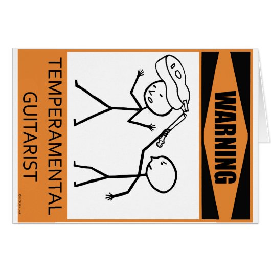 Warning Temperamental Guitarist Cards (Front Horizontal)