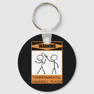 Warning Temperamental Handbell Player Keychain