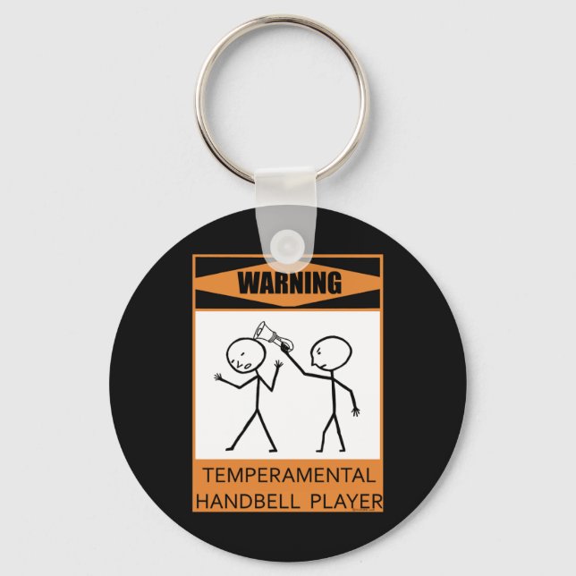 Warning Temperamental Handbell Player Keychain (Front)