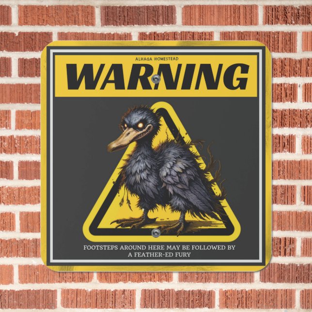 Warning text for ducks metal sign (In Situ(Brick))