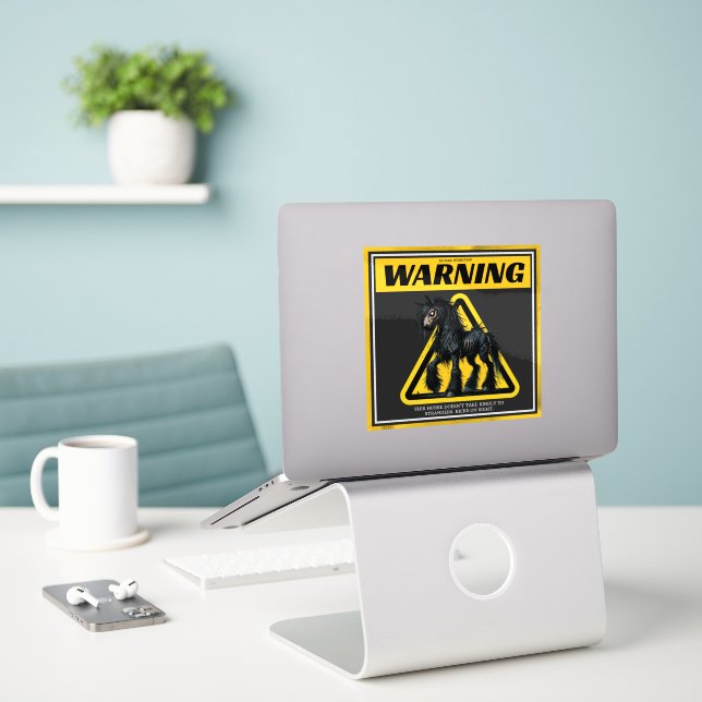 Warning text for horse sign  sticker (Laptop On Desk)