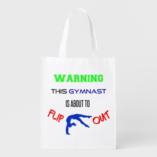 Warning This Gymnast Is About To Flip Out Grocery Bag (Front)