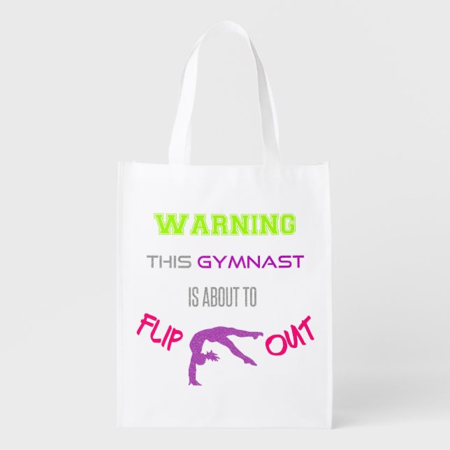Warning This Gymnast Is About To Flip Out Grocery Bag (Front)