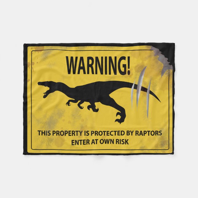 Warning! This Property is Protected by Raptors Fleece Blanket (Front (Horizontal))