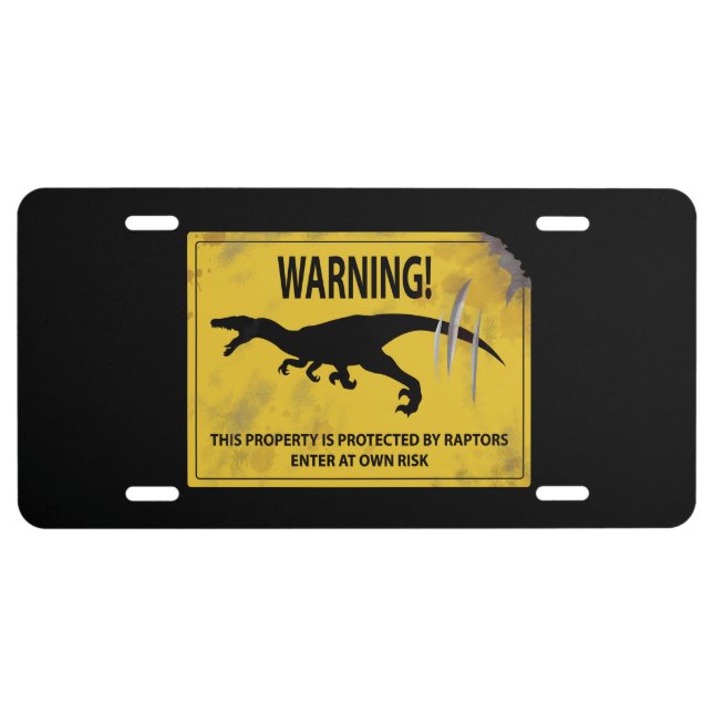 Warning! This Property is Protected by Raptors License Plate (Front)