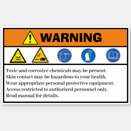 Warning Toxic and Corrosive Label