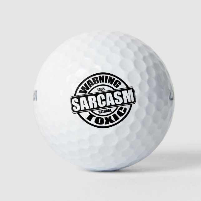 Warning Toxic Sarcasm Funny Golf Balls (Front)