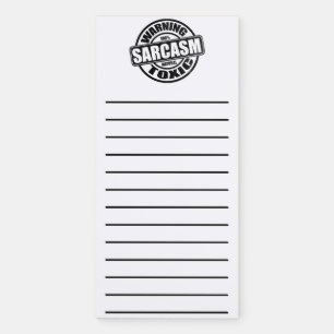 Warning Toxic Sarcasm Funny Phrase Magnetic Notepad