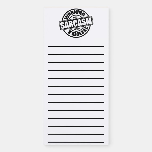 Warning Toxic Sarcasm Funny Phrase Magnetic Notepad (Front)