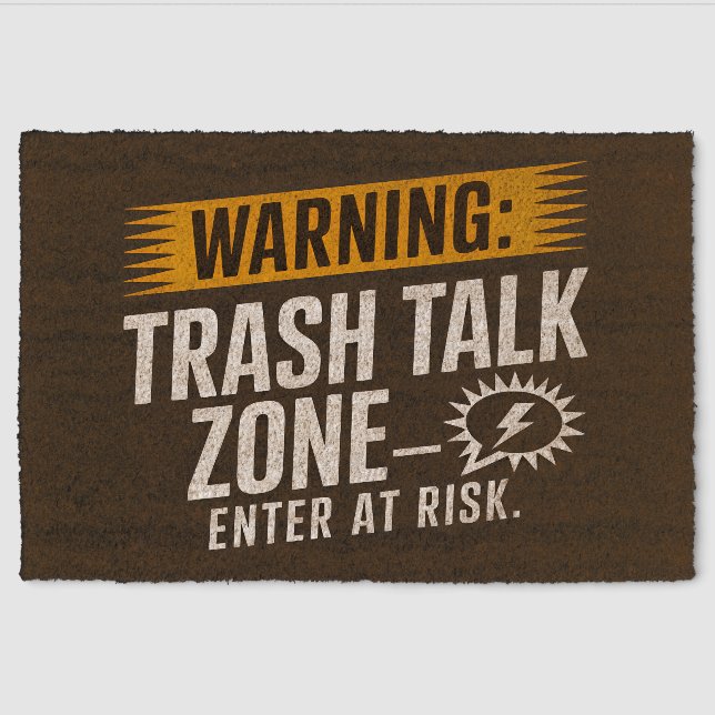 Warning Trash Talk Zone Funny Pickleball Welcome Fiber Doormat (Front)