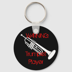 Warning: Trumpet Player Keychain