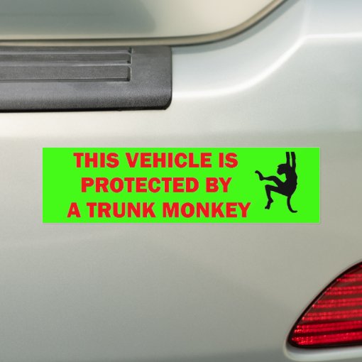 Warning Trunk Monkey Inside Bumper Sticker Zazzle