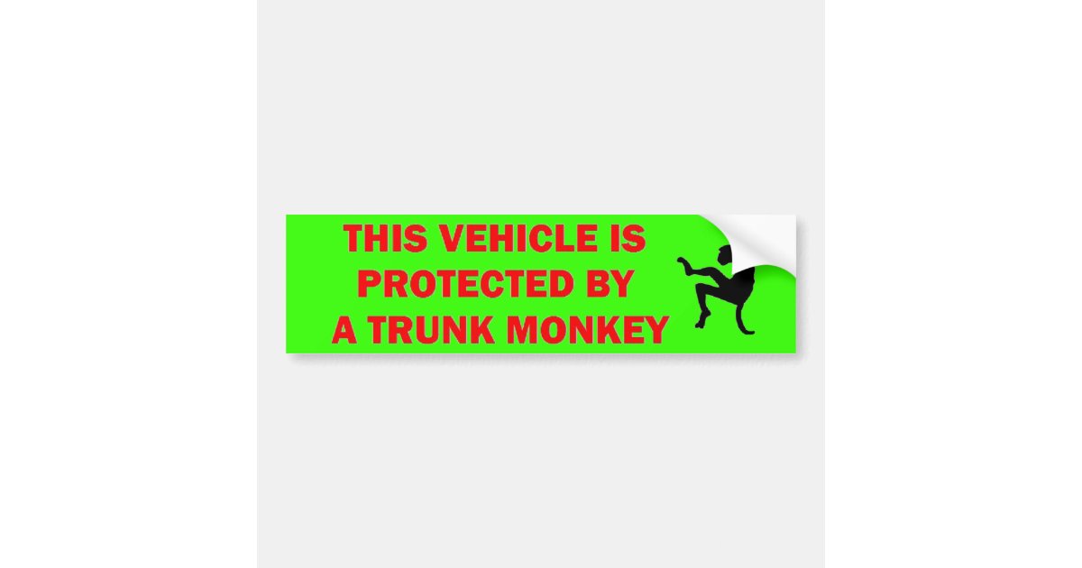 Warning Trunk Monkey Inside Bumper Sticker Zazzle