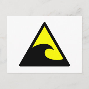 Warning Tsunami Wave Sign Postcard