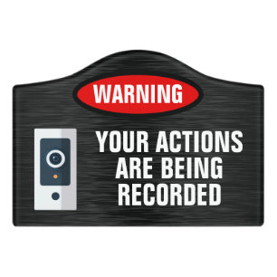 Warning Video Surveillance Camera Recording Black Door Sign