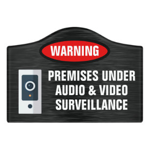 Warning Video Surveillance Camera Recording Black Door Sign