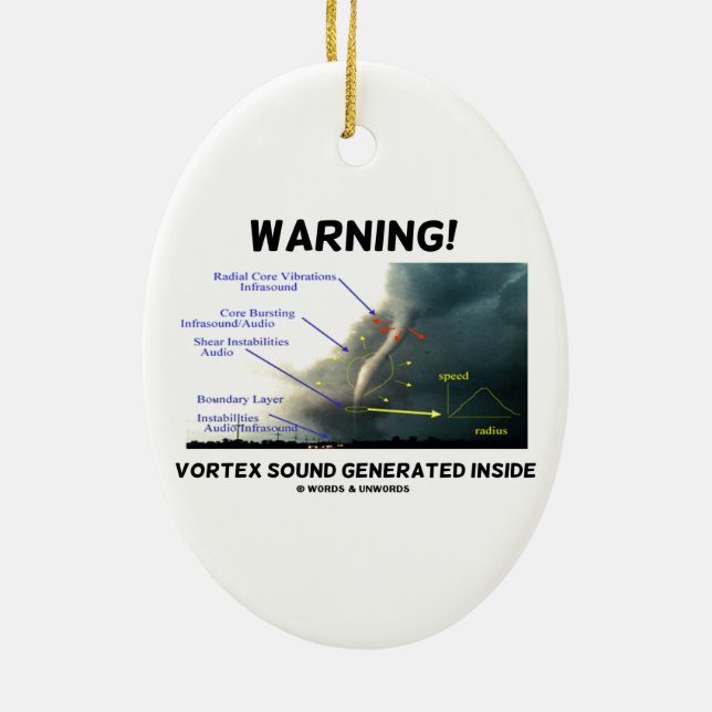 Warning! Vortex Sound Generated Inside (Tornado) Ceramic Ornament (Back)
