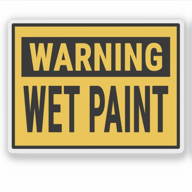 Warning Wet Paint Sign Sticker (Front)