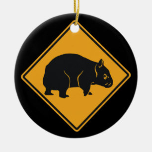 Warning Wombat Crossing Ceramic Ornament