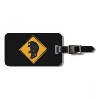 Warning Wombat Crossing Luggage Tag