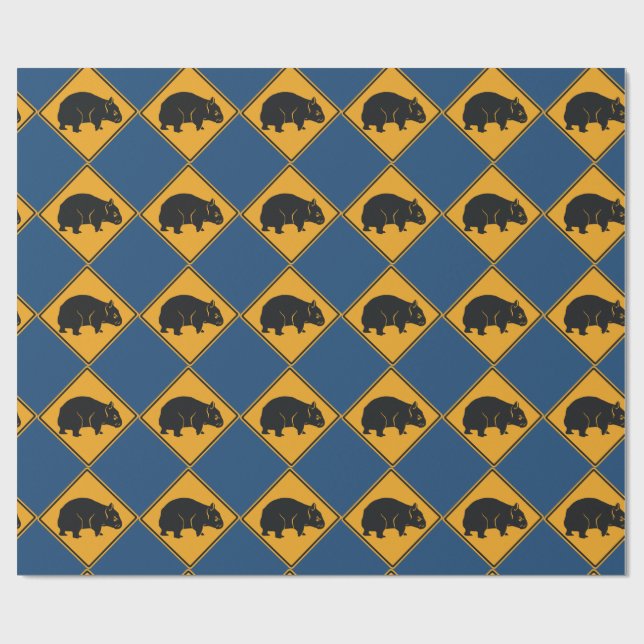 Warning Wombat Crossing Wrapping Paper (Flat)