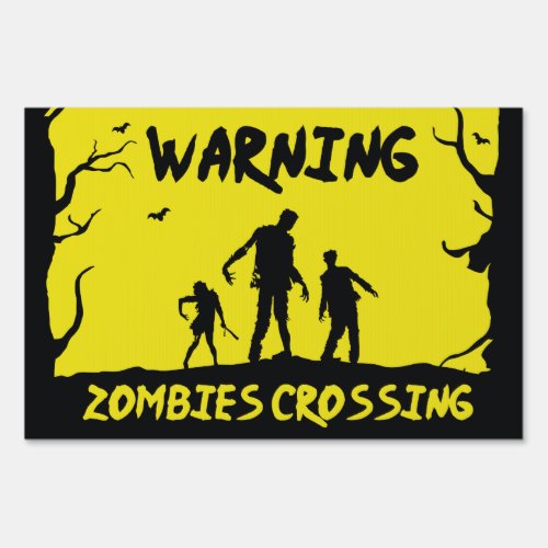 Warning Zombies Crossing Yard Sign