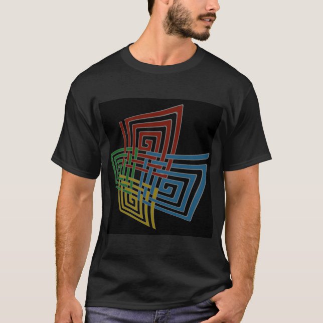 Warped And Woven Spiral Squares T-Shirt (Front)