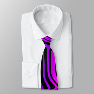 Warped Black and Neon Purple Color Neck Tie