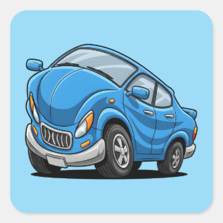 Warped Blue Cartoon Auto Square Sticker