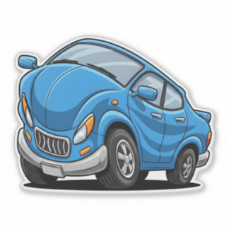 Warped Blue Cartoon Auto Sticker