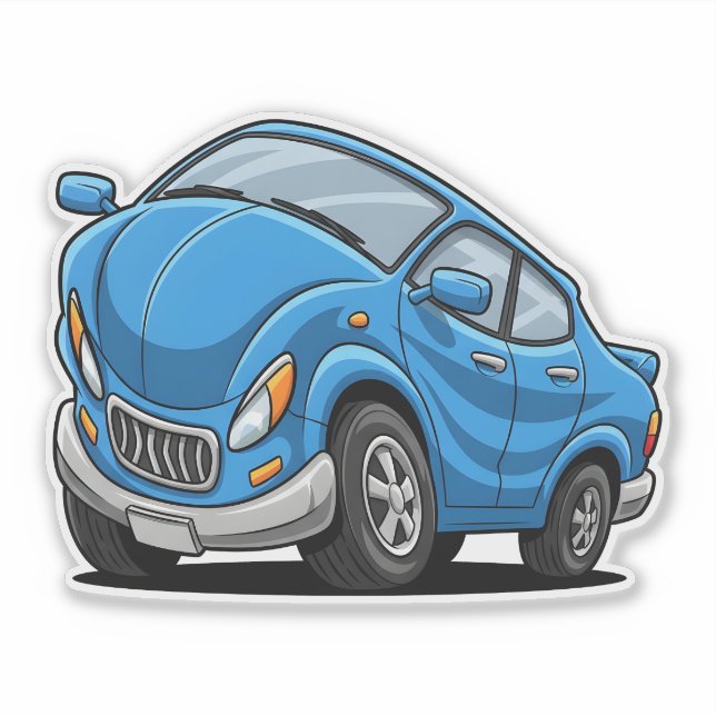 Warped Blue Cartoon Auto Sticker (Front)
