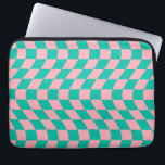 Warped Check Retro Checkerboard Pink Green Pattern Laptop Sleeve<br><div class="desc">Cool warped checkers in pastel blueish green and pastel pink color. A nice retro psychedelic design that takes you to the wonderland. Twisted,  wavy,  warped checkerboard,  warped checks,  warped checkered dorm room student preppy laptop sleeve Cover.</div>
