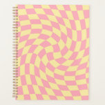 Warped Check Retro Checkerboard Pink Peach Pattern Planner<br><div class="desc">Cool warped checkers in pastel apricot peach clementine and pastel pink color. A nice retro psychedelic design that takes you to the wonderland. Twisted,  wavy,  warped checkerboard,  warped checks,  warped checkered dorm room student preppy planner.</div>